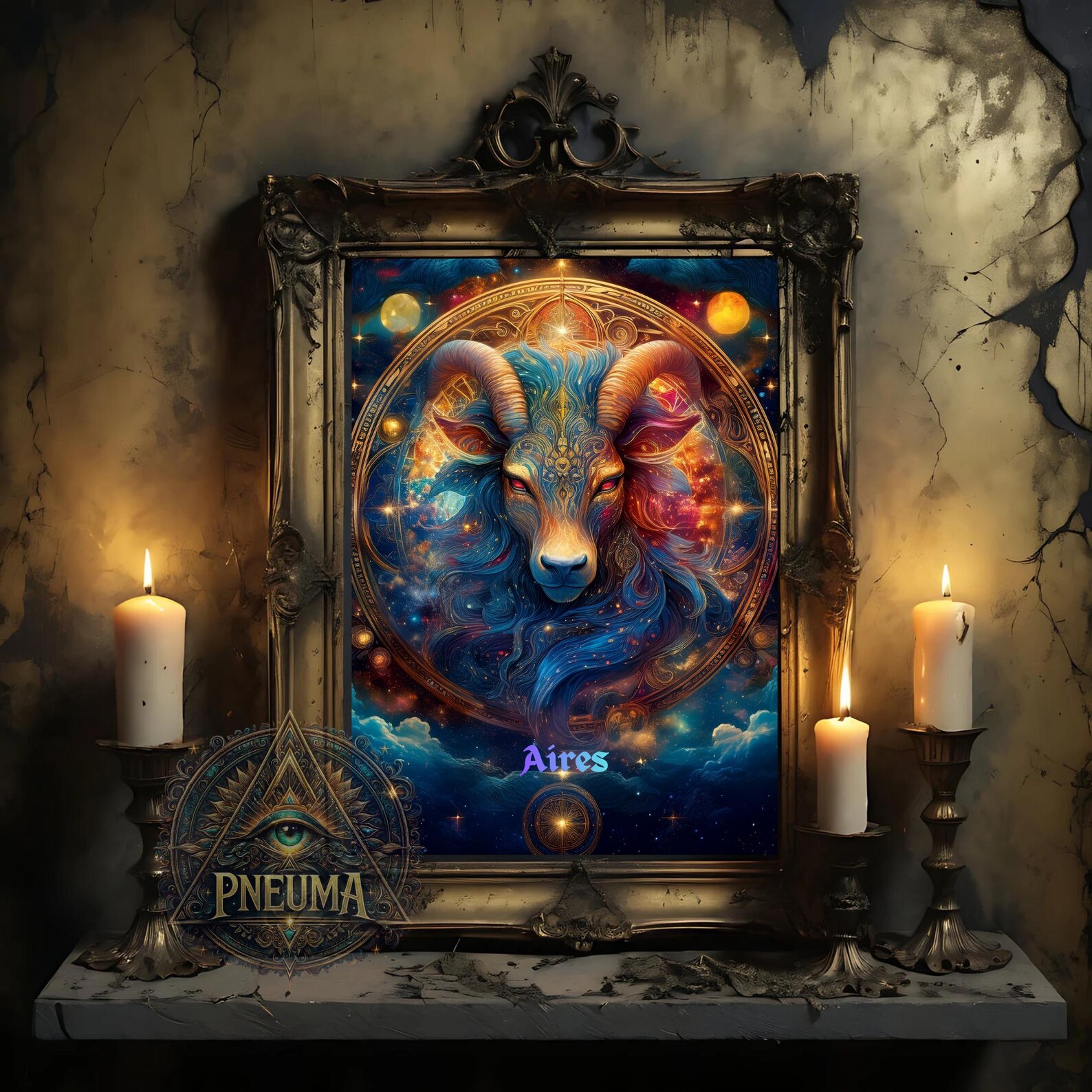 Zodiac Custom Custom Aries Zodiac Art Print, Cosmic Astrology Decor (digital Download ...