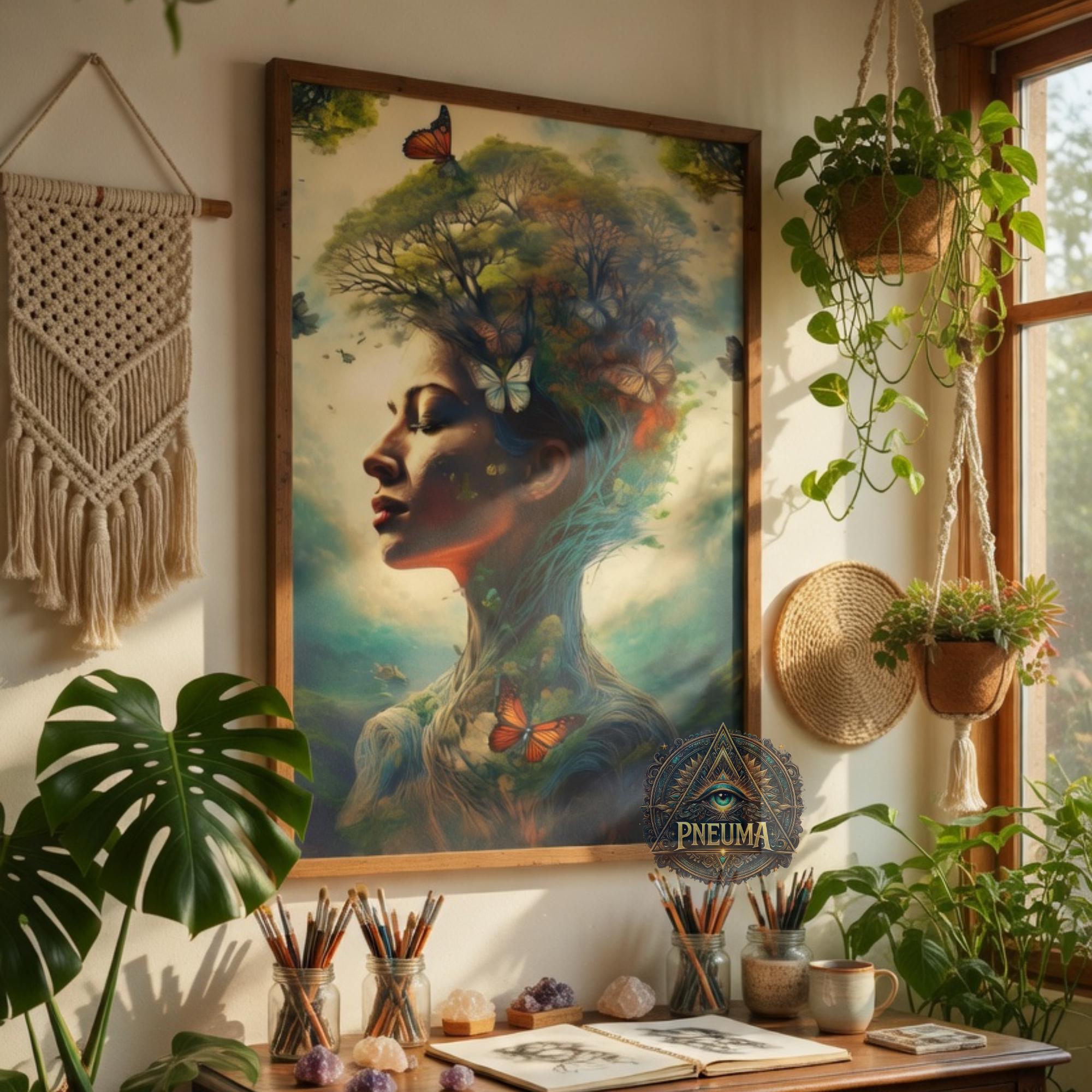 Mother Earth Goddess Digital Download, Surreal Nature Woman Tree of ...