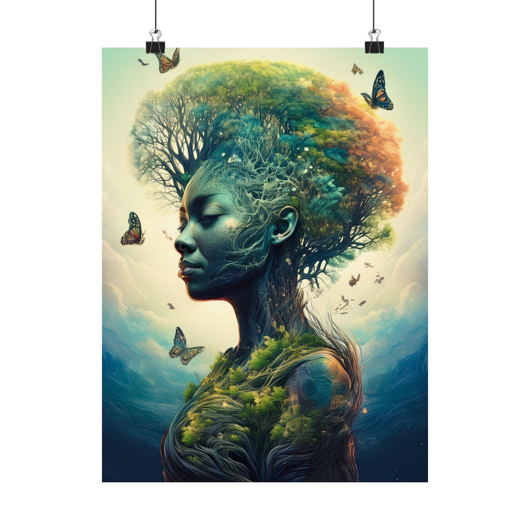 Gaia Mother Earth Goddess Poster, Sacred Nature Spirit Art Print ...