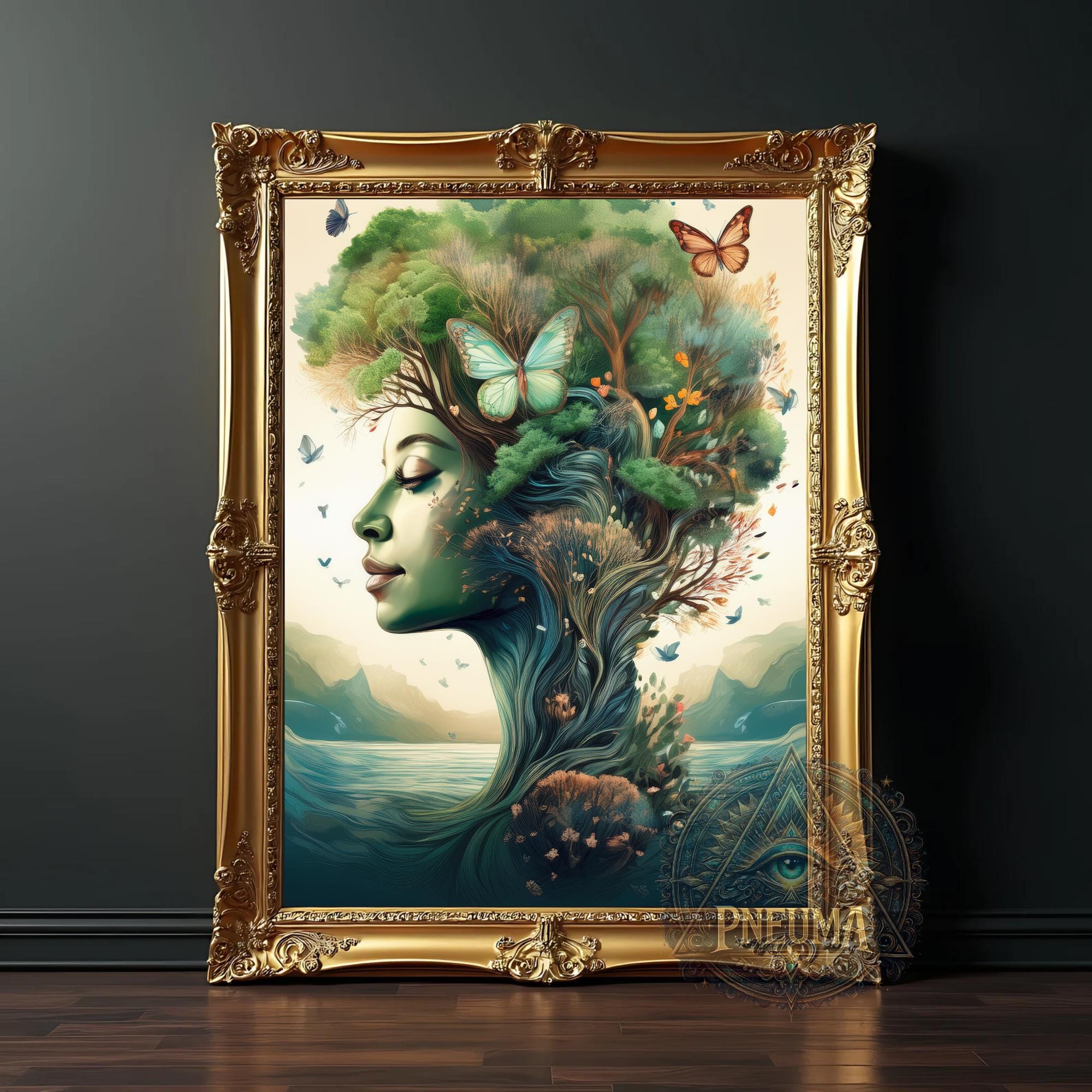 Gaia Goddess Art Print, Surreal Earth Mother, Tree of Life (digital ...