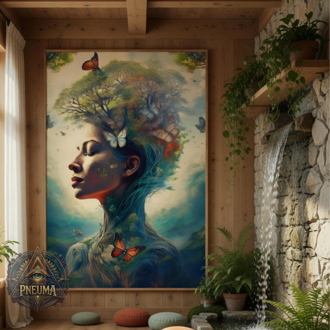 Gaia Goddess Art Print, Surreal Earth Mother, Tree of Life Poster ...