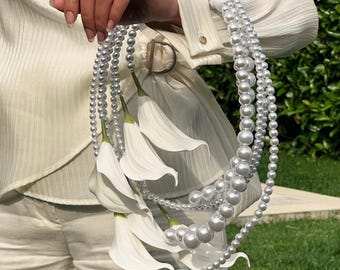 Bukiet ślubny Kalibridal Gala Pearl, ręcznie robiony, ślubny bukiet z białych kwiatów