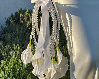 Bukiet ślubny z perłowymi obręczami Calla Lily – sztuczne, nowoczesne kwiaty ślubne Kalibridal