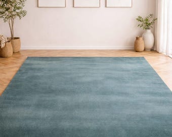 Alfombra lisa color verde azulado, alfombra minimalista moderna, alfombra escandinava para sala de estar, alfombra suave y mullida para dormitorio, alfombra grande de color neutro para el suelo, decoración del hogar