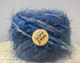 Laine artistique texturée bleu océan profond et bleu acier