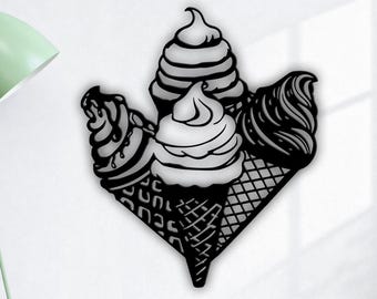 Ice Cream SVG DXF | Ice Cream Laser Cut and Silhouette | Ice Cream Cricut Glowforge Plasma Cut File