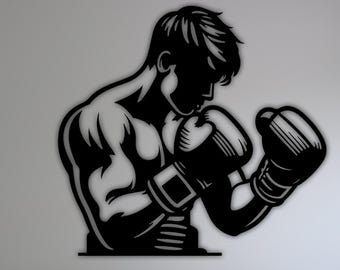 Boxing Training Wall Art | Gym Wall Decor | Focused Boxer SVG, silhouette and cricut dxf