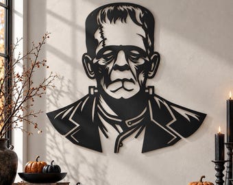 Frankenstein Metal Wall Art - Gothic Horror Decor - Halloween Wall Sign - Plasma CNC Laser Cut File