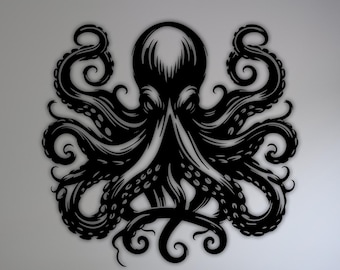 Octopus SVG DXF - Octobus Metal Wall Art - CNC Plasma Laser Cut Files - Nautical Wall Decor