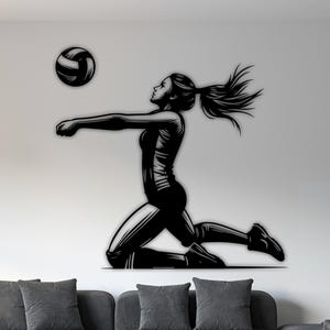 Volleyball Girl Metal Wall Art, Sports Silhouette (Digital File)