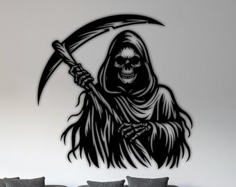 Grim Reaper Metal Wall Art, Gothic Skull SVG (Digital Files)