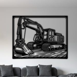Excavator Metal Wall Art, Construction Vehicle SVG (Digital File)