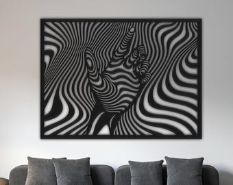 Optical Illision Hand SVG Cut File - Abstract Op Art Wavy Lines Design DXF