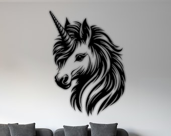 Unicorn Head Metal Wall Art, Laser Cut Design (Digital Files)