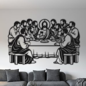Última Cena SVG - Jesús y los Apóstoles cortados con láser - Arte en metal con forja brillante y plasma CNC La Última Cena