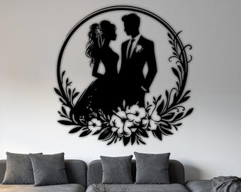 Wedding Couple Silhouette, Laser Cut Vector Design (Digital Download)