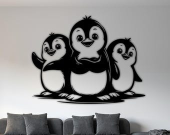 Penguin Family Metal Wall Art, Laser Cut File (Digital Download)