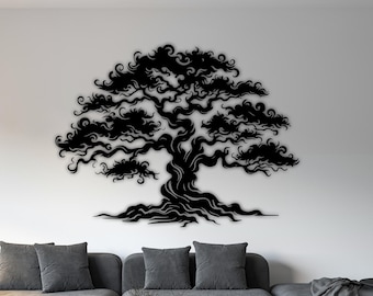 Japanese Bonsai Tree Metal Wall Art, Laser Cut Files (Digital Download)