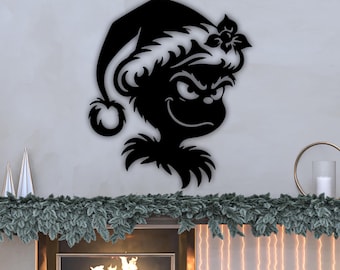 6 Pieces Grinch Christmas SVG Bundle – Grinch Silhouette Laser Cut File, Holiday Wall Art