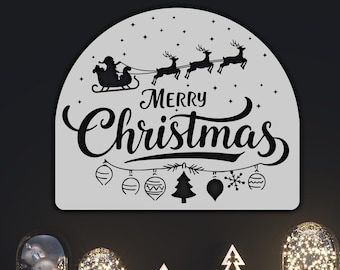 Christmas Scene Decal Print Winter Metal Wall Art Christmas Silhouette PNG SVG File