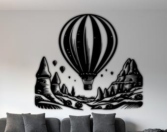 Cappadocia PNG SVG Metal Wall Art Silhouette DXF Laser Cut File
