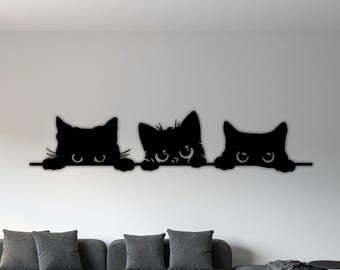 Three Cat And Metal Wall Art, CNC Laser Cut (Digital Files)