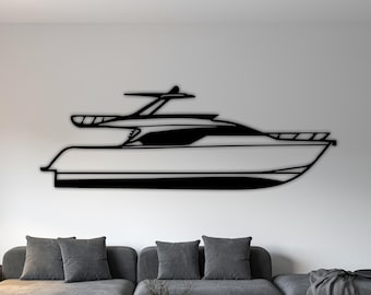 Yacht Silhouette PNG SVG Laser Cut file Ship Metal Wall Art Line Art
