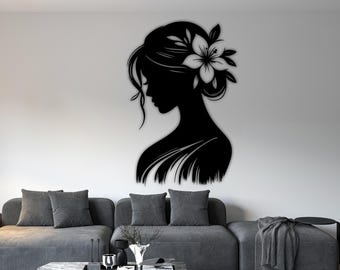 Floral Woman Silhouette SVG, Laser Cut File (Digital Download)