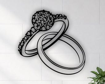 Wedding Rings SVG | Engagement Ring Line Art | Love Decor | Laser Cut File silhouette and cricut dxf
