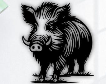Wild Boar Laser Cut SVG DXF | Boar Silhouette | Cricut Glowforge Plasma Cut File