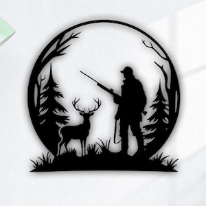 Jäger Hirsch SVG DXF | Jäger mit Gewehr Laser Cut | Jagd Cricut Glowforge Plasmen Cut Datei