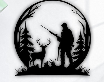 Hunter Deer SVG DXF | Hunter With Rifle Laser Cut | Hunting Cricut Glowforge Plasma Cut File
