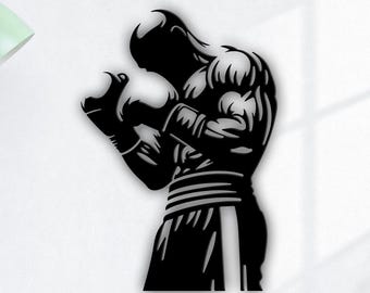 Determined Boxer Art | Boxing Training Wall Decor | Focused Boxer SVG, silhouette and cricut dxf