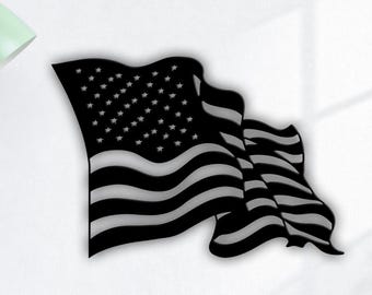 American Flag SVG DXF | USA Flag Laser Cut and Silhouette | Cricut Glowforge Plasma Cut File