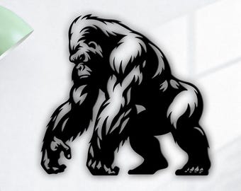 Gorilla SVG DXF | Gorilla Silhouette | Full Body Gorilla Cricut Glowforge Plasma Cut File