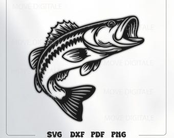 Bass Fishing Metal Wall Art - Fishing SVG DXF - Largemouth Bass Laser Cut