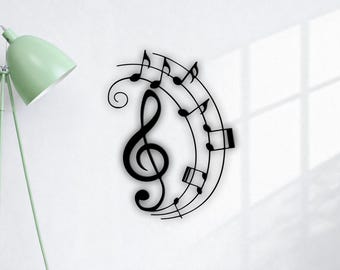 Treble Clef SVG DXF | Musical Staff Car Laser Cut Wall Art | Music Notes Cricut Glowforge Plasma Cut File