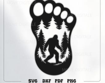 Bigfoot Bear Paw SVG - Sasquatch Forest Silhouette Cut File - Camping Outdoor Laser CNC Cricut