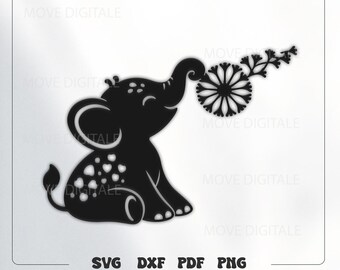 Elephant Metal Wall Art SVF DXF - Cute Elephant Wall Decor - Nursery Wall Decor