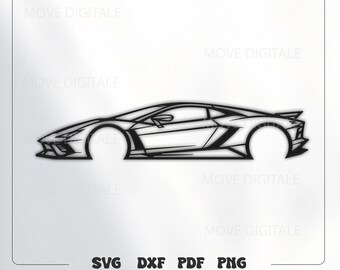 Supercar SVG - Sports Car Silhouette Laser Cut File - CNC Plasma Metal Wall Art DXF