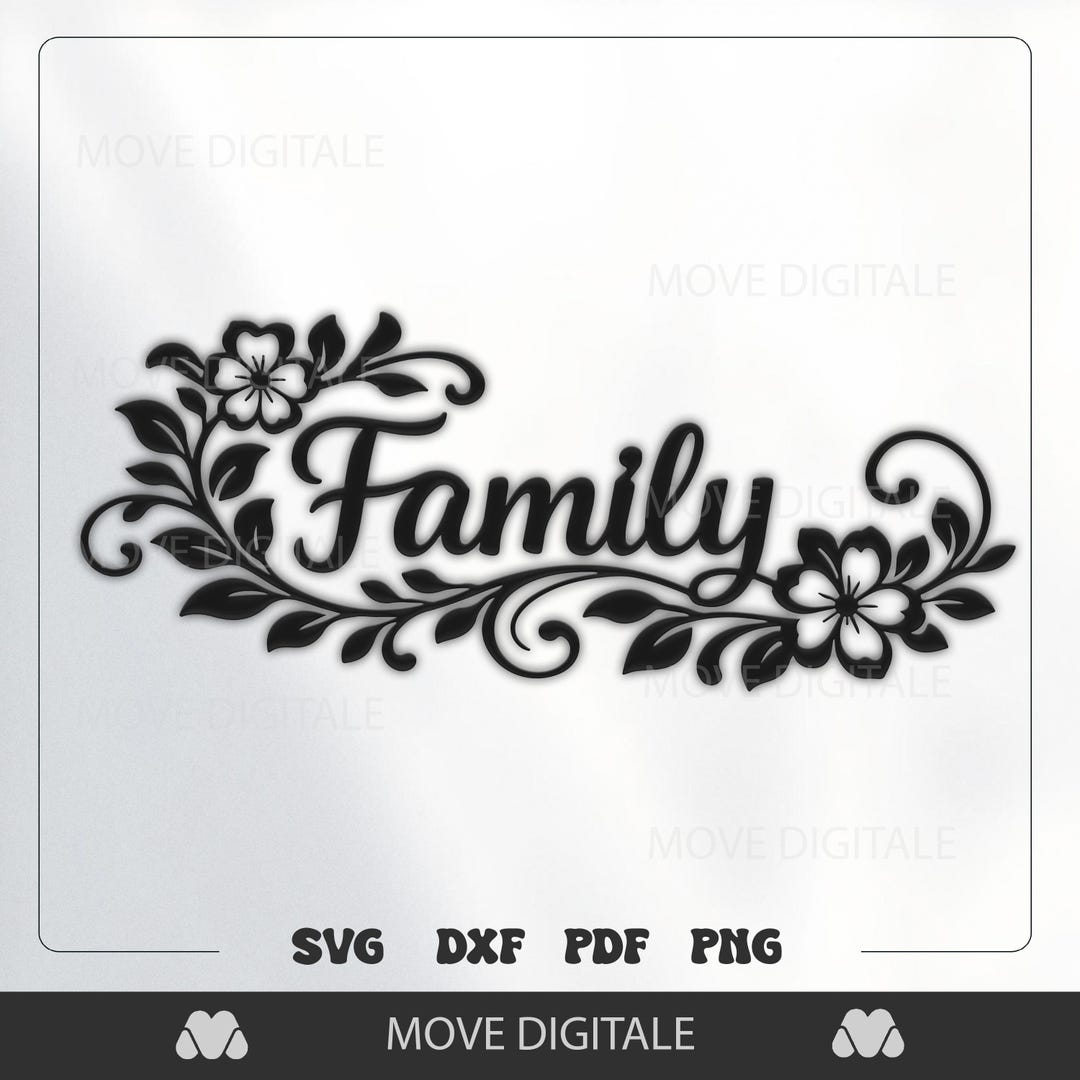 Family SVG With Floral Sign - Family Sign Laser Cut DXF - Cricut ...
