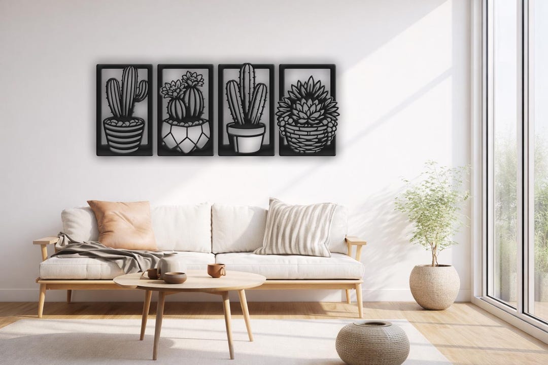 Cactus Succulent SVG - Boho Desert Wall Panel DXF - Glowforge Cactus ...