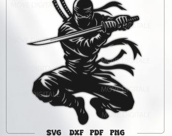 Ninja SVG Cut File - Samurai Warrior Laser Cut DXF - CNC Plasma Metal Wall Art Ninja