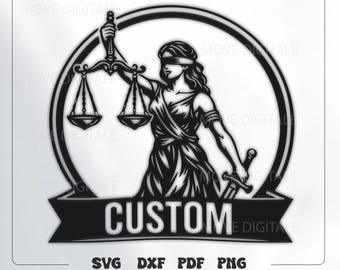 Lady Justice SVG - Lawyer Gift Custom Name Sign - Law Office Wall Decor Cut File