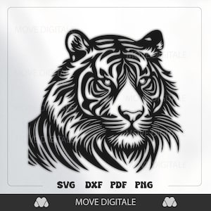 Tiger Head SVG Cut File - Wildlife Animal Face DXF - Laser Cut Design CNC