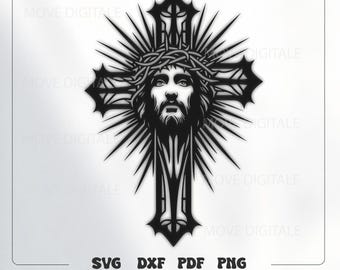 Jesus Cross SVG DXF - Jesus Christ Silhouette - Christian Wall Art - Laser Cut Cros