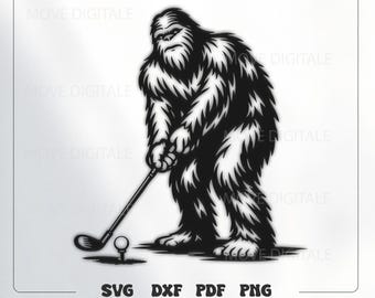 Bigfoot Golf SVG - Sasquatch Golfer Cut File - Funny Golf SVG PNG - Golf Man Cave Decor