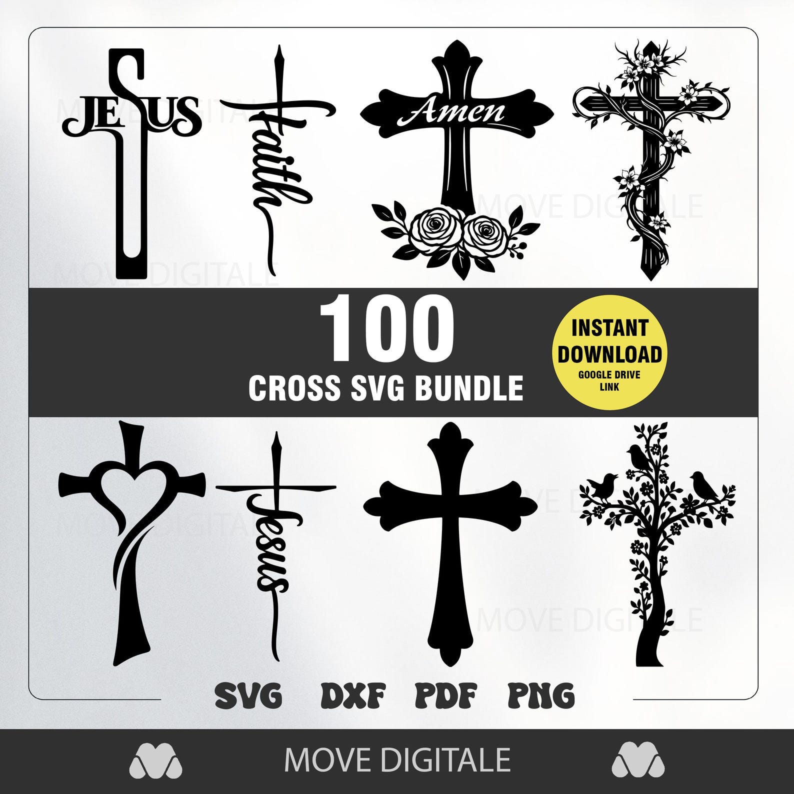 100 Cross SVG Bundle - Christian SVG - Jesus Cross SVG Pack - Faith ...