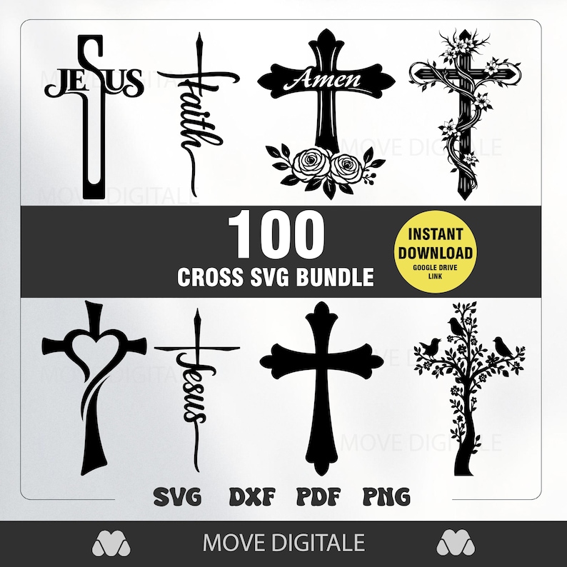 100 Cross SVG Bundle - Christian SVG - Jesus Cross SVG Pack - Faith ...