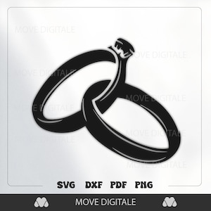 結婚指輪 DXF SVG - バレンタインデー レーザーカットファイル - CNC プラズマ グローフォージ インターロックリングデザイン